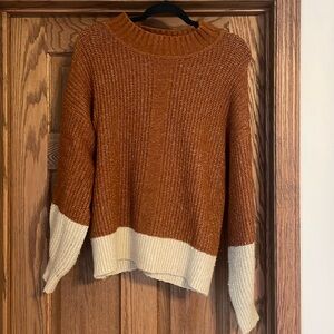 Women’s Rust and Tan Color Block Sweater